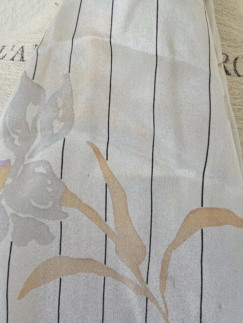 Vintage Oscar de la Renta 100% Silk Floral Striped Oblong Scarf​